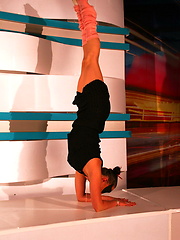 Young gymnastic girl in mask