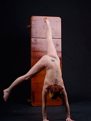 Flexible gymnastic girls training before our camera