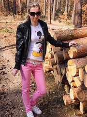 Very sexy teenager undressing naked in the woods