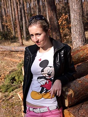 Very sexy teenager undressing naked in the woods
