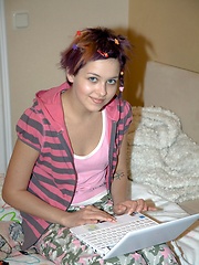 Very sexy teenage student masturbates in her bed