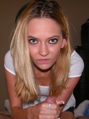 Amateur Blonde Girl Giving A Wicked Handjob