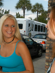 Amateur girl and hot blonde lesbians fuck on video