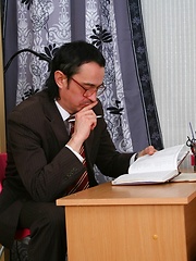 Shy Inness fucks on teacher's table.