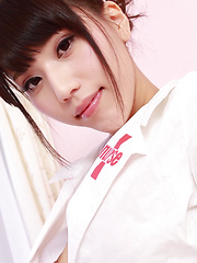 If you have a fetish for nurses or you are a Japanese cosplay fan, you will absolutely love Maiko chan. She is wearing an open top and butterfly thong!