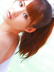 Saki Yamaguchi Asian spoils leering body in water with petals