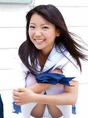 Fuuka Nishihama Asian takes school uniform off piece by piece