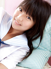 Fuuka Nishihama Asian takes school uniform off piece by piece