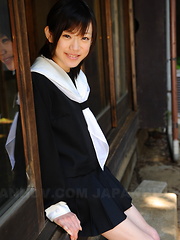 Aroused Japanese teen Aoba Itou shows pussy